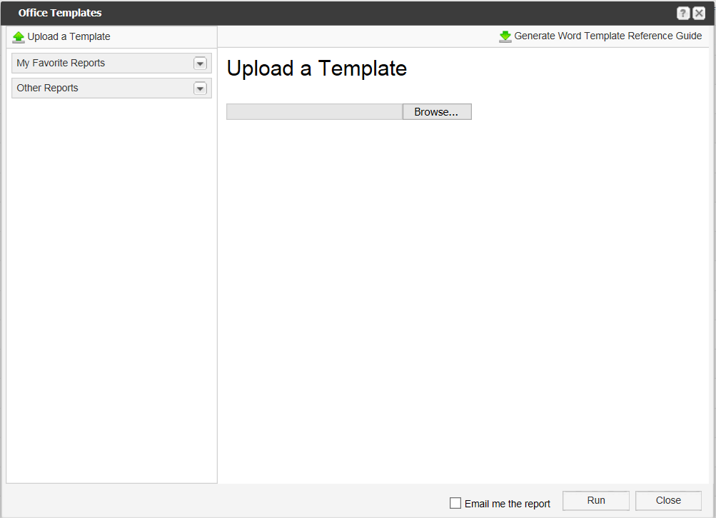 Upload a Template screen